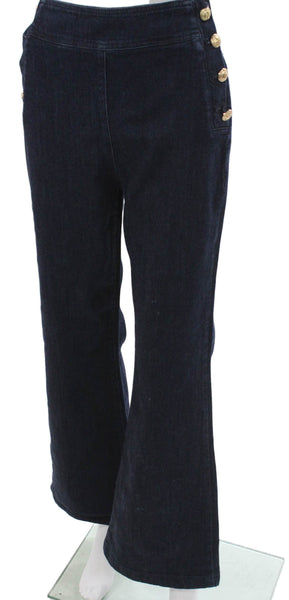 Luisa Spagnoli Women Flared Jeans Blue Cotton Solid Size 40