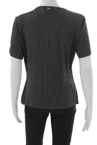 St. John Womens Basic Gray Short Sleeve Crew Neck T-Shirt 99% Viscose Size M
