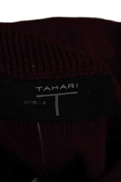 T Tahari Women Red Rayon Mock Neck Sweater Dress Long Sleeve Size XS