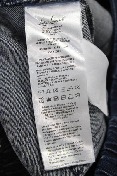 Luisa Spagnoli Women Flared Jeans Blue Cotton Solid Size 40