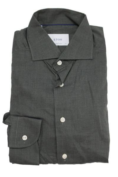 Eton Mens Gray Cotton Long Sleeve Button-Up Shirt Size L