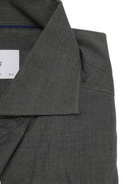 Eton Mens Gray Cotton Long Sleeve Button-Up Shirt Size L