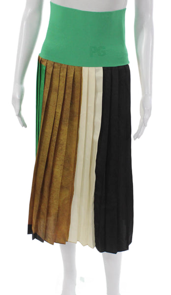 Purificacion Garcia Womens Pleated Multicolor Striped Long Skirt Size XS