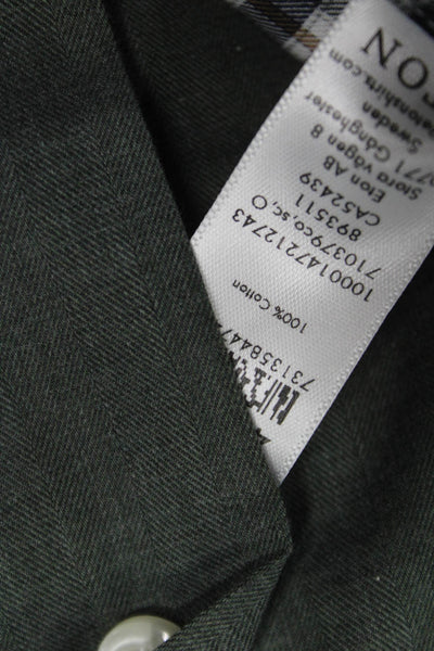 Eton Mens Gray Cotton Long Sleeve Button-Up Shirt Size L