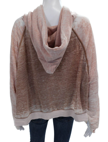 Free People Women Pullover Hoodie Pink Long Sleeve Polyester Blend Size XS