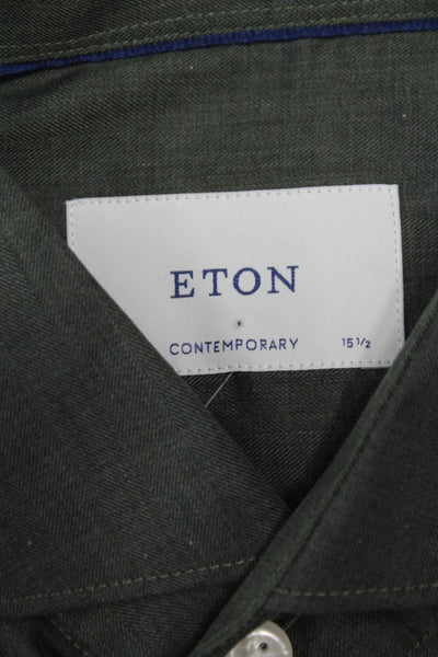 Eton Mens Gray Cotton Long Sleeve Button-Up Shirt Size L
