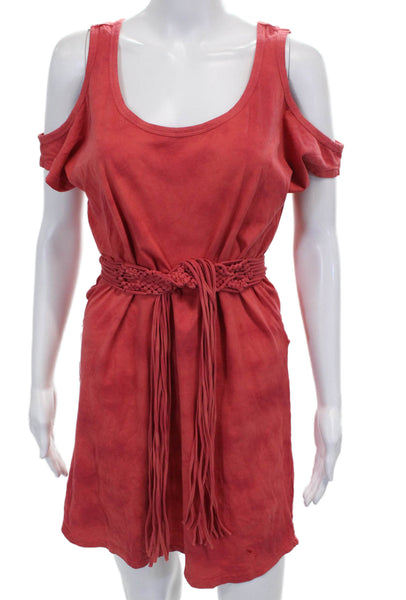 Oonagh Women T-Shirt Dress Red Scoop Neck Short Sleeve Cotton Short Size XS