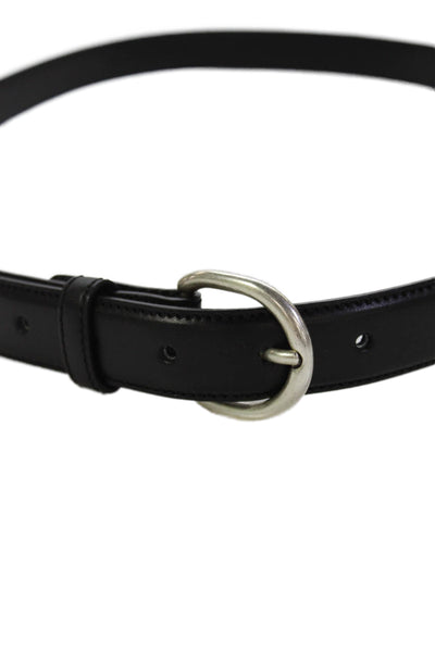 Ralph Lauren Womens Leather Silver Tone Buckle Classic Belt Black Size 42