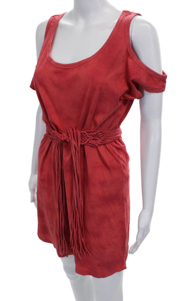 Oonagh Women T-Shirt Dress Red Scoop Neck Short Sleeve Cotton Short Size XS