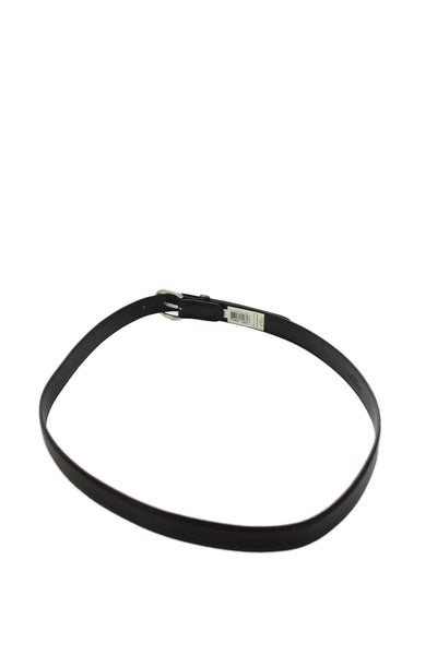 Ralph Lauren Womens Leather Silver Tone Buckle Classic Belt Black Size 42