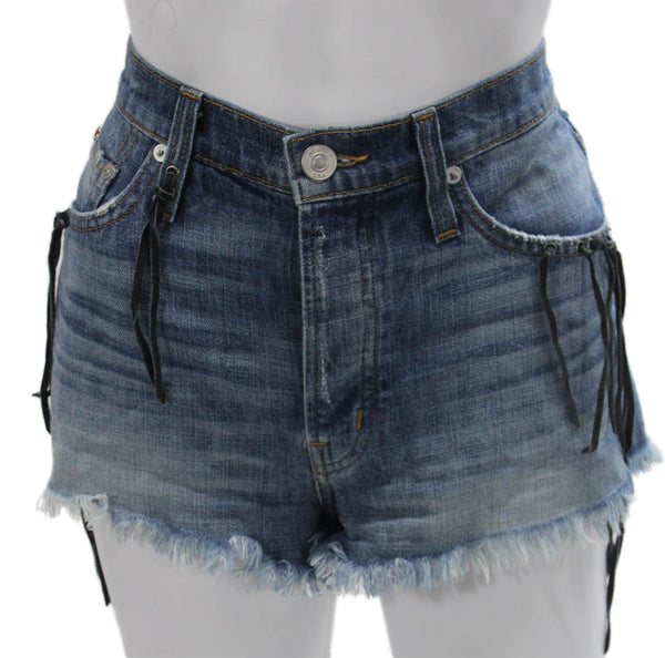 Hudson Womens Cut-Off Cotton Shorts Blue Button Size 25