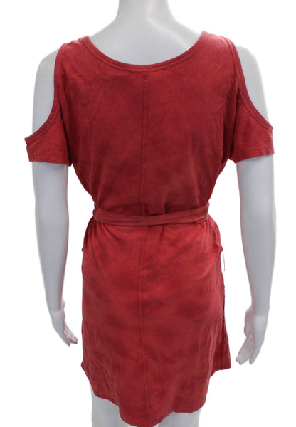 Oonagh Women T-Shirt Dress Red Scoop Neck Short Sleeve Cotton Short Size XS