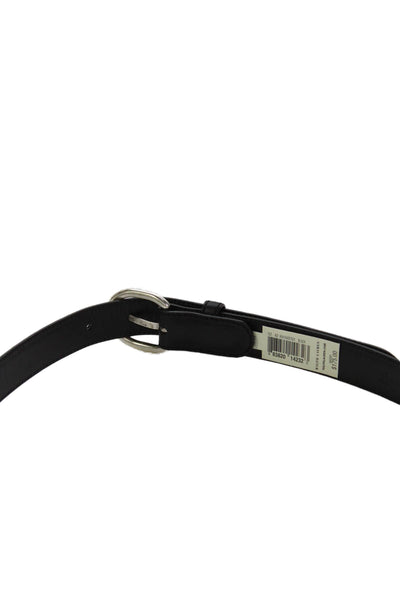 Ralph Lauren Womens Leather Silver Tone Buckle Classic Belt Black Size 42