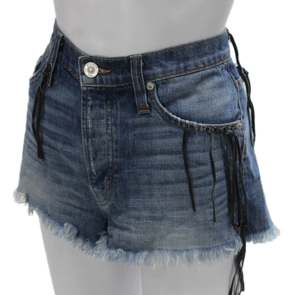 Hudson Womens Cut-Off Cotton Shorts Blue Button Size 25