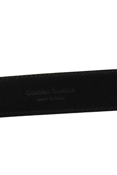 Ralph Lauren Womens Leather Silver Tone Buckle Classic Belt Black Size 42