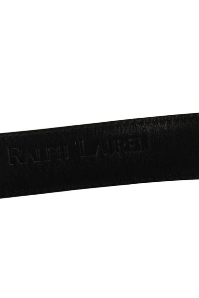 Ralph Lauren Womens Leather Silver Tone Buckle Classic Belt Black Size 42