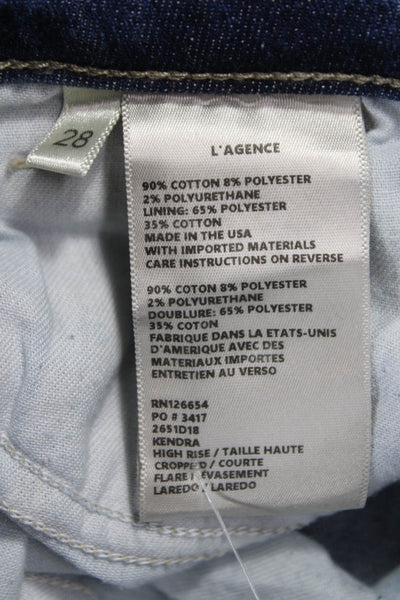L'Agence Women Tie Dye Denim Shift Jeans High Rise Zip Multicolor Size 28
