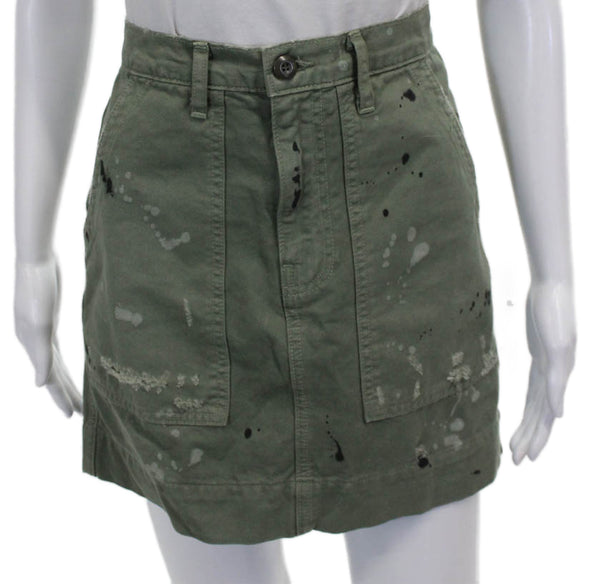 NSF Women Green Cargo Short Cotton Button Skirt Size 26