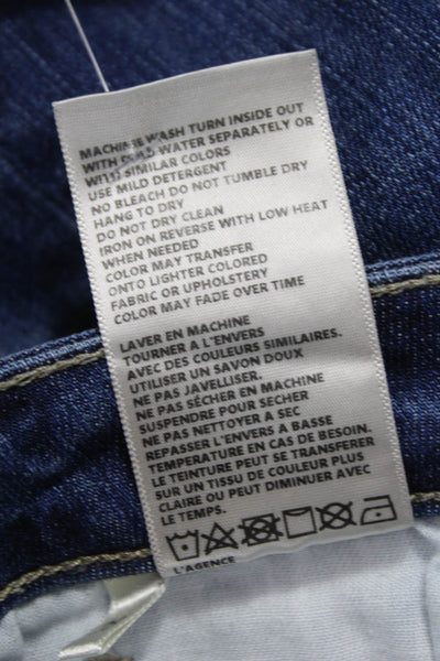 L'Agence Women Tie Dye Denim Shift Jeans High Rise Zip Multicolor Size 28