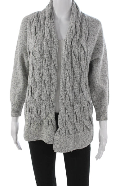 St. John Womens Gray Wool Collared Long Sleeve Cardigan Size M