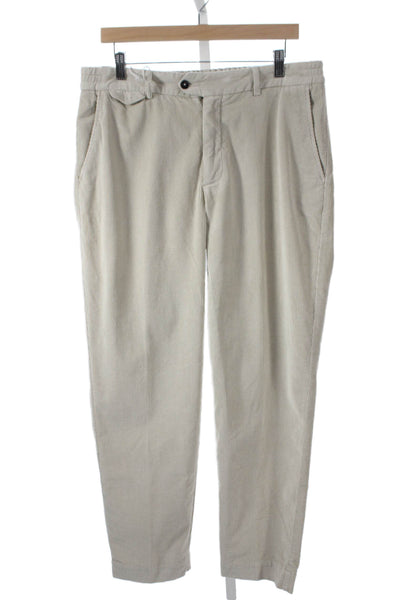 Designer Mens Chino Pants Beige Cotton Button Size 34