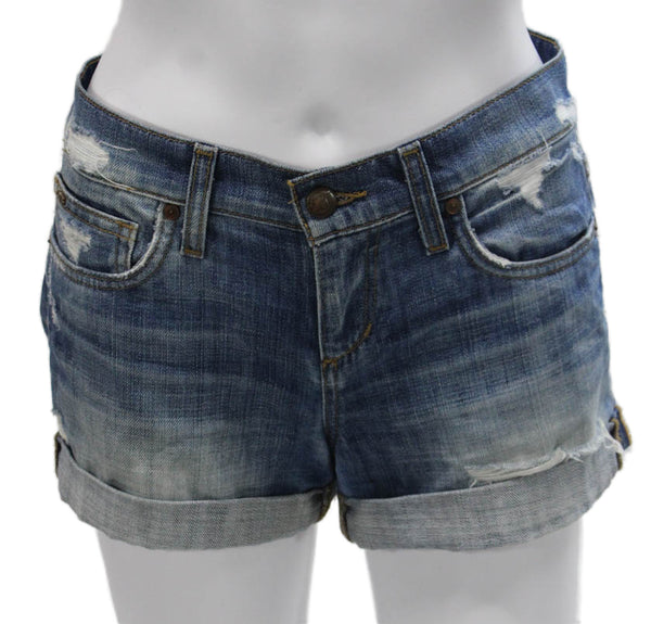 Joes Womens Cut-Off Cotton Shorts Blue Solid Size 25