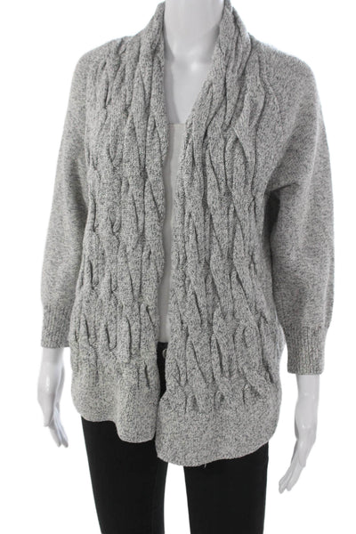 St. John Womens Gray Wool Collared Long Sleeve Cardigan Size M