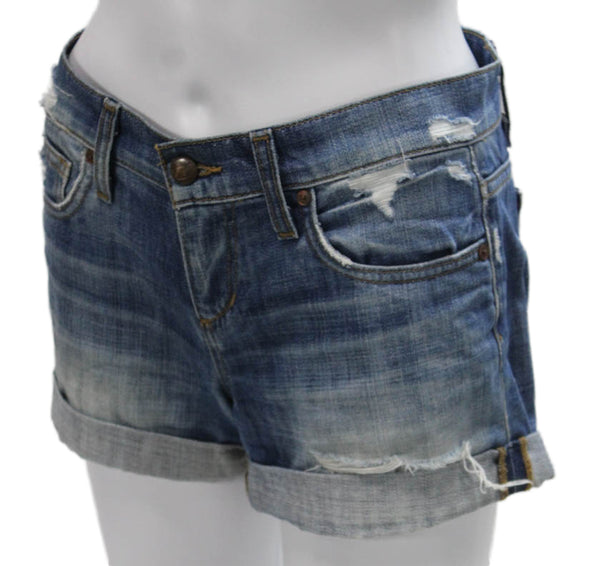 Joes Womens Cut-Off Cotton Shorts Blue Solid Size 25