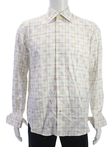 Robert Graham Mens Cotton Paisley Print Buttoned-Down White Size M