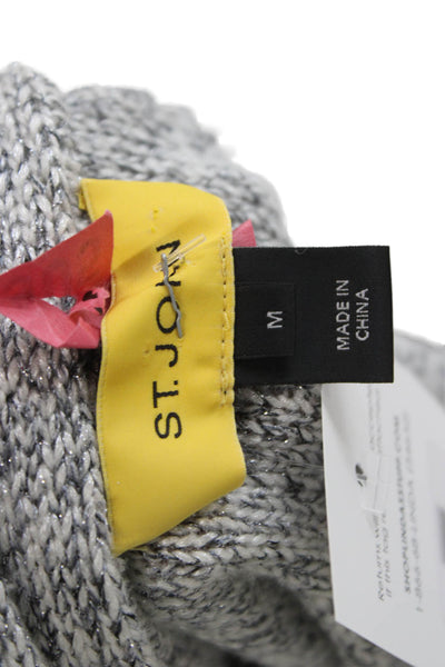 St. John Womens Gray Wool Collared Long Sleeve Cardigan Size M