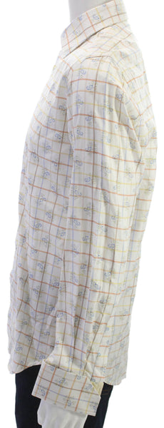 Robert Graham Mens Cotton Paisley Print Buttoned-Down White Size M