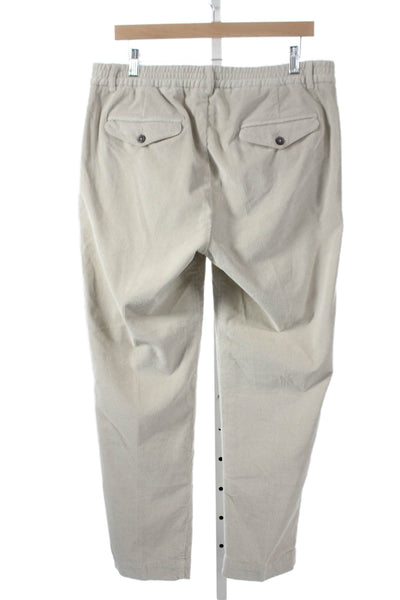 Designer Mens Chino Pants Beige Cotton Button Size 34