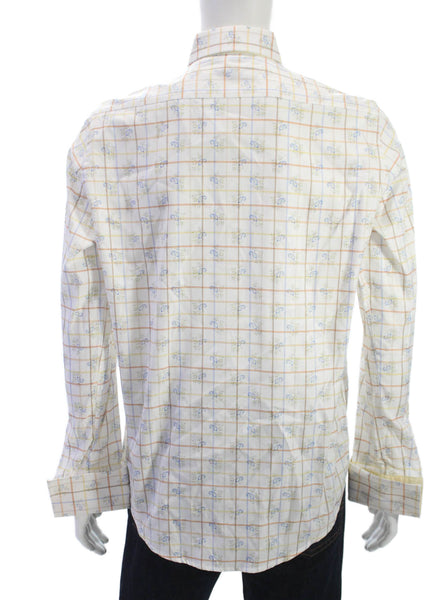 Robert Graham Mens Cotton Paisley Print Buttoned-Down White Size M