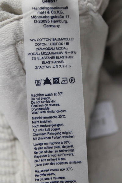 Designer Mens Chino Pants Beige Cotton Button Size 34
