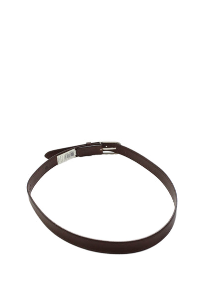 Ralph Lauren Womens Leather Silver Tone Buckle Classic Belt Brown Sz 34
