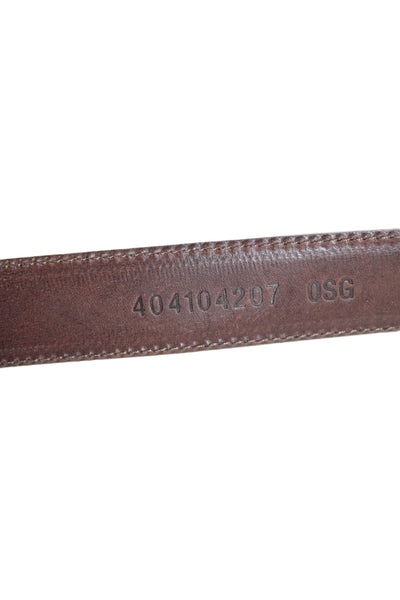 Ralph Lauren Womens Leather Silver Tone Buckle Classic Belt Brown Sz 34