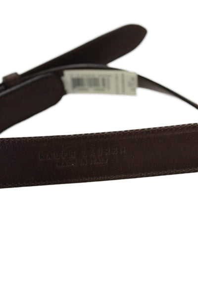 Ralph Lauren Womens Leather Silver Tone Buckle Classic Belt Brown Sz 34