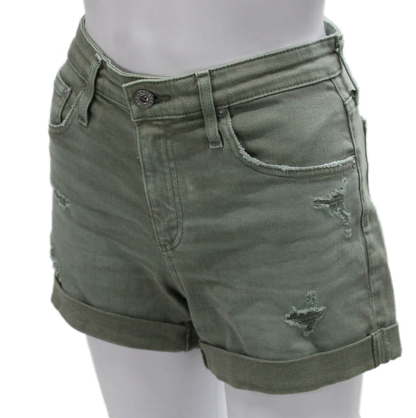 AG Adriano Goldschmied Womens Cut-Off Green Cotton Shorts Button Size 26