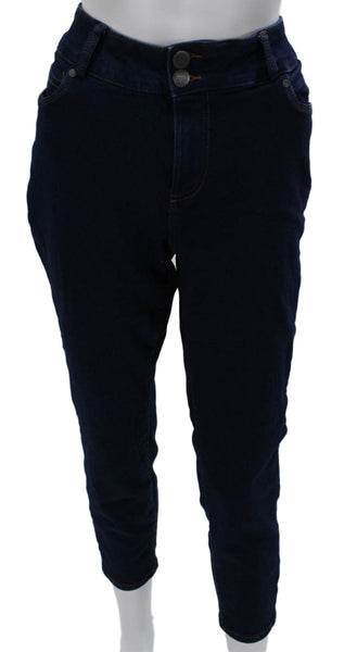 Tahari Womens Skinny Jeans High Rise Blue Cotton Blend Plus Size 16