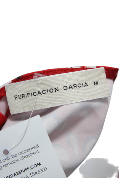 Purificacion Garcia Women Trapeze Short Dress Red Short Sleeve Size M