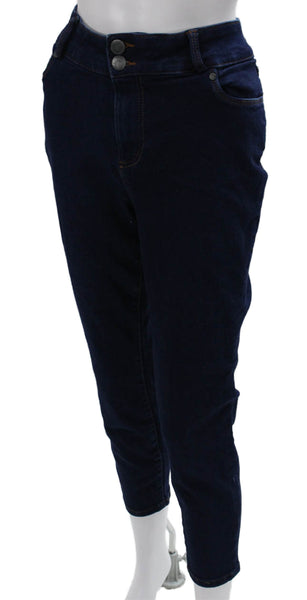 Tahari Womens Skinny Jeans High Rise Blue Cotton Blend Plus Size 16