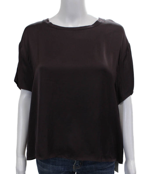 Perfect White Tee Women Basic Brown Viscose T-Shirt Short-Sleeve Size L