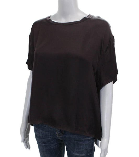Perfect White Tee Women Basic Brown Viscose T-Shirt Short-Sleeve Size L