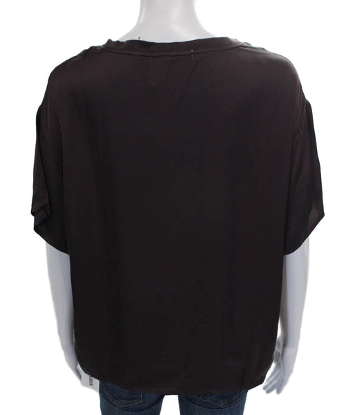 Perfect White Tee Women Basic Brown Viscose T-Shirt Short-Sleeve Size L