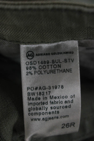 AG Adriano Goldschmied Womens Cut-Off Green Cotton Shorts Button Size 26