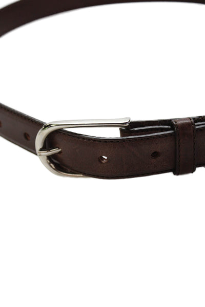 Ralph Lauren Womens Leather Silver Tone Buckle Classic Belt Brown Size 32