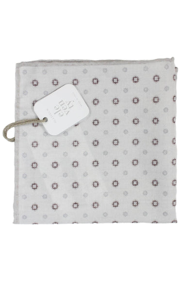 ELEVENTY Men's Roll Edge Gray Geometic Print Pocket Square