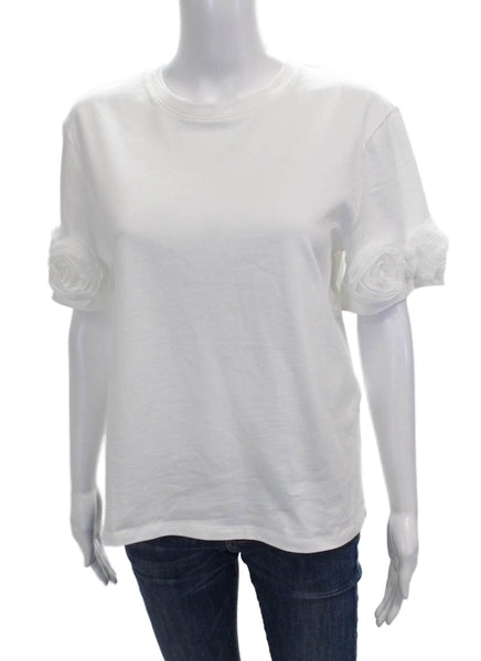 Zara Womens Basic White Cotton Round Neck Short Sleeve T-Shirt Size S