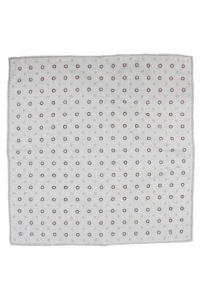 ELEVENTY Men's Roll Edge Gray Geometic Print Pocket Square