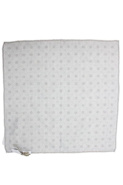 ELEVENTY Men's Roll Edge Gray Geometic Print Pocket Square